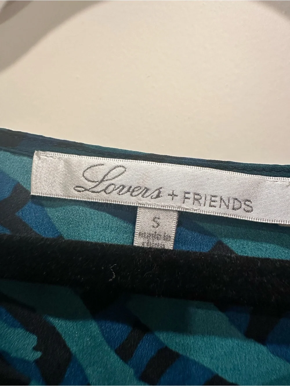 Lovers + Friends Teal and Black Zebra-Print Long Slit Sleeve Blouse - Picture 4 of 4